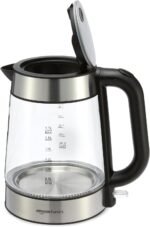 Amazon Basics Electric Kettle with Glass Carafe for Tea and Coffee, BPA-Free, Fast Boiling, Auto Shut-Off, Boil-Dry Protection, Water Level Indicator, 1.7 Liter, 1500W, Black and Silver - Image 4