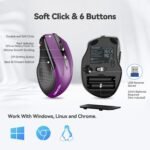 TECKNET Wireless Mouse, 2.4G Ergonomic Computer Mouse, 2600 DPI, Purple - Image 5