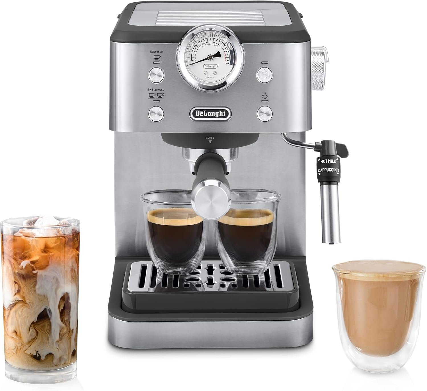 71yCSb0v5fL._AC_SL1500_ De'Longhi Classic Signature Espresso Machine, Adjustable Milk Frother - Image 1