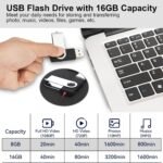 Swivel Design 16GB USB Flash Drive with Keychain, USB 2.0 Portable Thumb Drive Memory Stick, FAT32 Format Flashdrive for Data Storage, Photos, Music, Files (Black, 16 GB) - Image 5