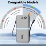 YWXTW Silicone Case for Anker Power Bank (20,000mAh/87W) - Shockproof Drop-Resistant, Travel Protective Cover with Lanyard | LCD Display Visible | Impact Protection for Anker Power Bank A1383 (Grey) - Image 2