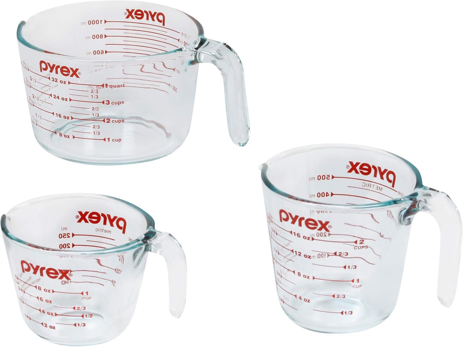 71ygLu2o0OL._AC_SL1500_ Pyrex Essentials (3-Pack) Glass Measuring Cups Set (1, 2 & 4 Cup) - Image 1