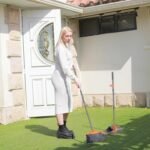 Ivandar Broom and Dustpan Set for Home, Broom and Dustpan Combo for Office, Long Handle Broom with Upright Standing Dust pan,Indoor&Outdoor Sweeping (Gray&Orange) - Image 5