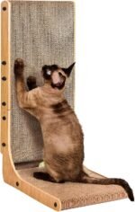 EHEYCIGA Cardboard Cat Scratcher for Indoor Cats, 26.8 Inch, Brown