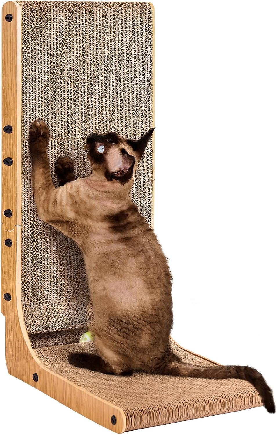 81-Vfdjn2L._AC_SL1500_ EHEYCIGA Cardboard Cat Scratcher for Indoor Cats, 26.8 Inch, Brown - Image 1