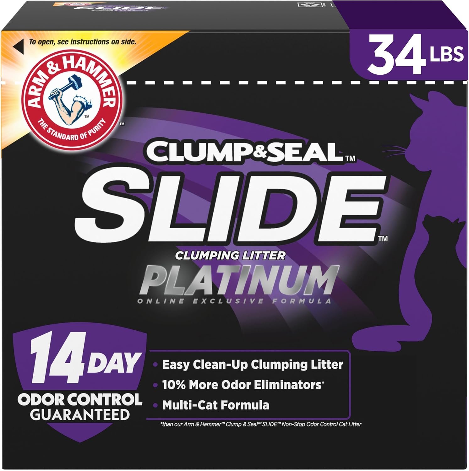 811mE8ZGeDL._AC_SL1500_ ARM & HAMMER Slide Platinum Easy Clean-Up Clumping Cat Litter, 34 lbs - Image 1