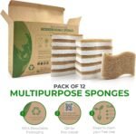 AIRNEX Natural Kitchen Sponges (12 Pack) - Plant-Based Cellulose & Coconut Scrubber Dish Sponges for Kitchen - Eco-Friendly, Non Scratch, Compostable, Non Toxic S-Shaped Natural Sponges for Dishes - Image 4