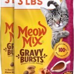 Meow Mix Gravy Bursts, Savory Chicken Flavor Mix, Gravy Filled Dry Cat Food, 3 lb. Bag (Pack of 2)