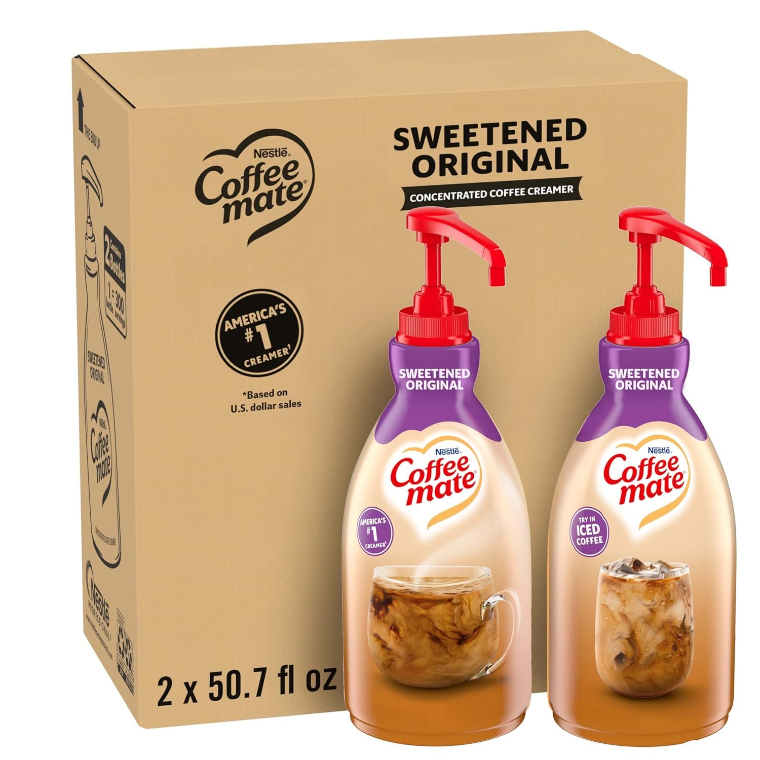 81555POAhtL._SL1500_ Nestle Coffee mate Sweetened Original Non-Dairy Creamer Pump 50.7oz, 2-Pack - Image 1