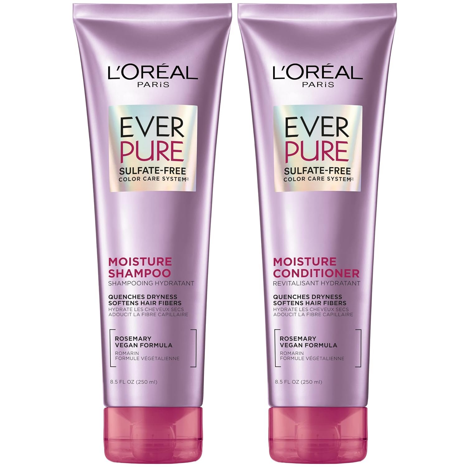 816UeZMogrL._SL1500_ L'Oreal Paris EverPure Moisture Shampoo and Conditioner Set, Sulfate-Free Hair Care for Dry or Color-Treated Hair with Rosemary Botanicals, 17 Fl Oz Set - Image 1