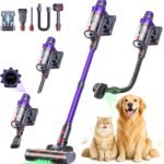 SMOTURE Cordless Vacuum Cleaner, 650W 55KPA 70Mins Vacuum Cleaners for Home, Cordless Stick Vacuum with Pet Brush, LED Touch Screen, Flexible Hose, Wireless Handheld Vacuum for Pet Hair/Carpet/Floor