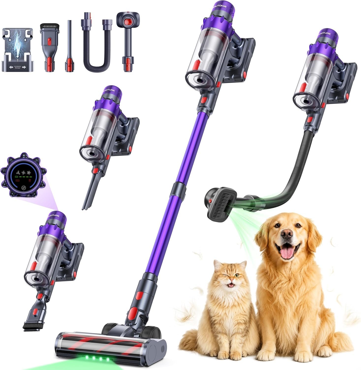 816xEkqv9FL._AC_SL1500_ SMOTURE Cordless Vacuum Cleaner, 650W 55KPA 70Mins Vacuum Cleaners for Home, Cordless Stick Vacuum with Pet Brush, LED Touch Screen, Flexible Hose, Wireless Handheld Vacuum for Pet Hair/Carpet/Floor - Image 1