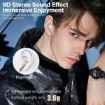 Wireless Earbuds, Bluetooth 5.3 Headphones HiFi Stereo 50H Playback LED Digital Display Ear Buds with ENC Noise Canceling Headset, IPX7 Waterproof Earphones for Gym/Running/Work（Rose Gold） - Image 5