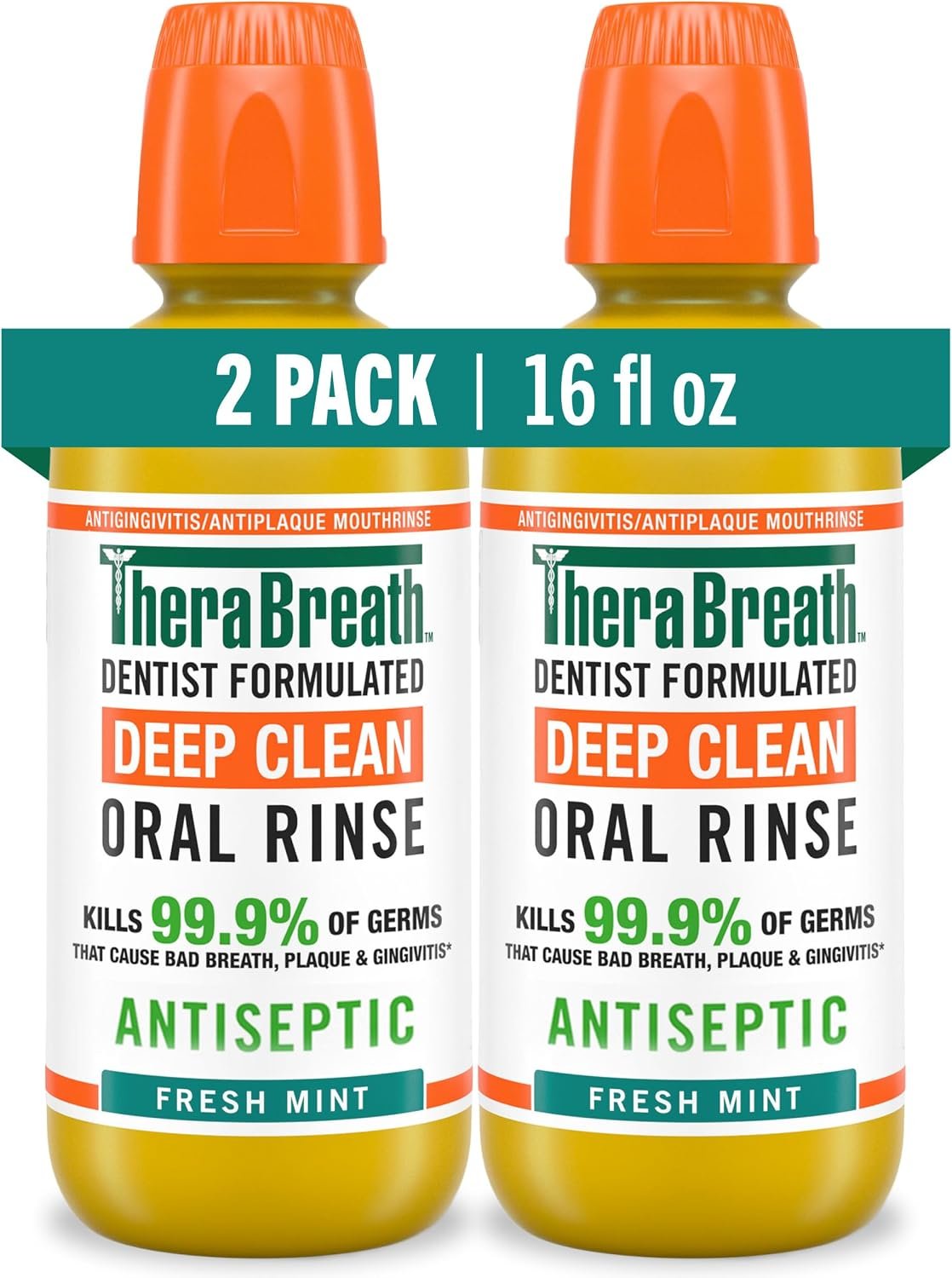 818U9Uv6STL._AC_SL1500_ TheraBreath Deep Clean Mouthwash, Fresh Mint Flavor, 16 fl oz, 2-Pack - Image 1