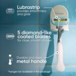 Gillette Venus Razor for Women, Extra Smooth, Includes 1 Reusable Razor Handle + 4 count 5-Bladed Razor Refills, Women's Razor with Durable Metal Handle and Shower Holder - Image 2