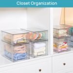 Vtopmart 4 Pack Large Stackable Storage Drawers, Clear - Image 4