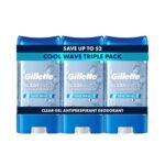 Gillette Antiperspirant and Deodorant for Men, 72hr Sweat & Odor Protection, Long Lasting Freshness, Anti-White Mark Technology, Clear Gel, Cool Wave Scent, 3.8 oz (Pack of 3)