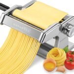 Nuvantee Pasta Maker with Adjustable Thickness Settings - 3 in 1 Noodle Maker with Rollers & 2 Width Cutters for Fresh Spaghetti, Fettuccini, Lasagna, Dumplings & More