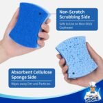 MR.SIGA Non-Scratch Cellulose Scrub Sponge, Dual-Sided Dish Sponge, 12 Pack - Image 4
