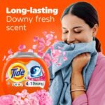 Tide PODS Laundry Detergent Soap with Downy 4-in-1 Stain Remover Freshness Softness Detergent pacs, April Fresh Scent, 32 Count - Image 2