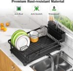 Kmiectse Dish Drying Rack for Small Kitchen Counter with Utensil Holder - Image 4
