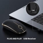 VssoPlor Wireless Mouse, 2.4G Slim Computer Laptop Mouse, Black and Gold - Image 3