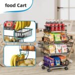 Simple Trending Stackable Cart, Fruit Vegetable Basket with Wheels, 4 Tier - Image 4