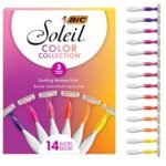 BIC Soleil 3 Colors Women's Disposable 3-Blade Razors, Aloe Vera Strip, College Dorm Room Essential, Shower Caddy and Toiletry Bag Ready, 14-Pack - Image 2