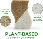 AIRNEX Natural Kitchen Sponges (12 Pack) - Plant-Based Cellulose & Coconut Scrubber Dish Sponges for Kitchen - Eco-Friendly, Non Scratch, Compostable, Non Toxic S-Shaped Natural Sponges for Dishes - Image 2