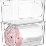 Vtopmart 2 Pack Clear Trash Bag Holder, Stackable Garbage Bag Dispenser
