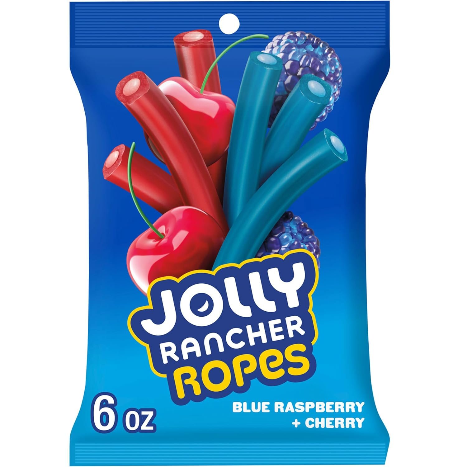 81ISYVLKXGL._SL1500_ JOLLY RANCHER Ropes Blue Raspberry & Cherry Candy Bag, 6 oz - Image 1
