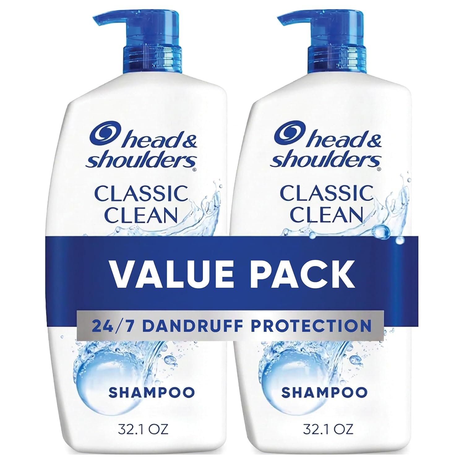 81MfT4iwITL._SL1500_ Head & Shoulders Classic Clean Anti-Dandruff Shampoo Twin Pack, 32.1 fl oz Each, 72-Hour Dandruff Protection, Safe for Everyday Use on All Hair Types - Image 1