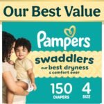 Swaddlers Diapers, Size 4 (15-34 lbs), 150 Count, Fragrance Free, Hypoallergenic, Absorbent, Pediatrician Recommended, Skin Safe