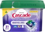 Cascade Platinum Plus Lemon Dishwasher Pods Dishwasher Detergent Tabs Tablets Dish Detergent Pod Dish Soap, 31Count