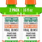 TheraBreath Fresh Breath Mouthwash, Mild Mint Flavor, Alcohol-Free, 16 Fl Oz (2-Pack)