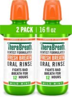 TheraBreath Fresh Breath Mouthwash, Mild Mint Flavor, Alcohol-Free, 16 Fl Oz (2-Pack)