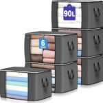 90L Large Storage Bags, 6 Pack Clothes Storage Bins Closet Organizers