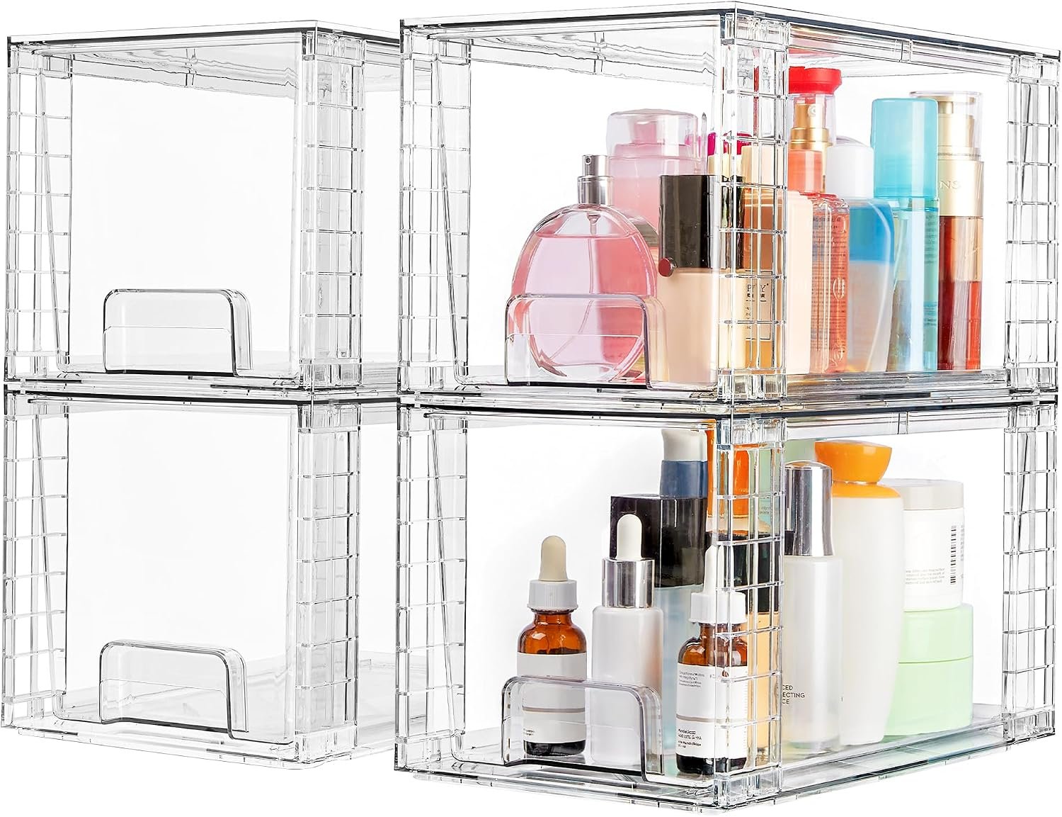 81UsPrx1EJL._AC_SL1500_ Vtopmart 4 Pack Large Stackable Storage Drawers, Clear - Image 1