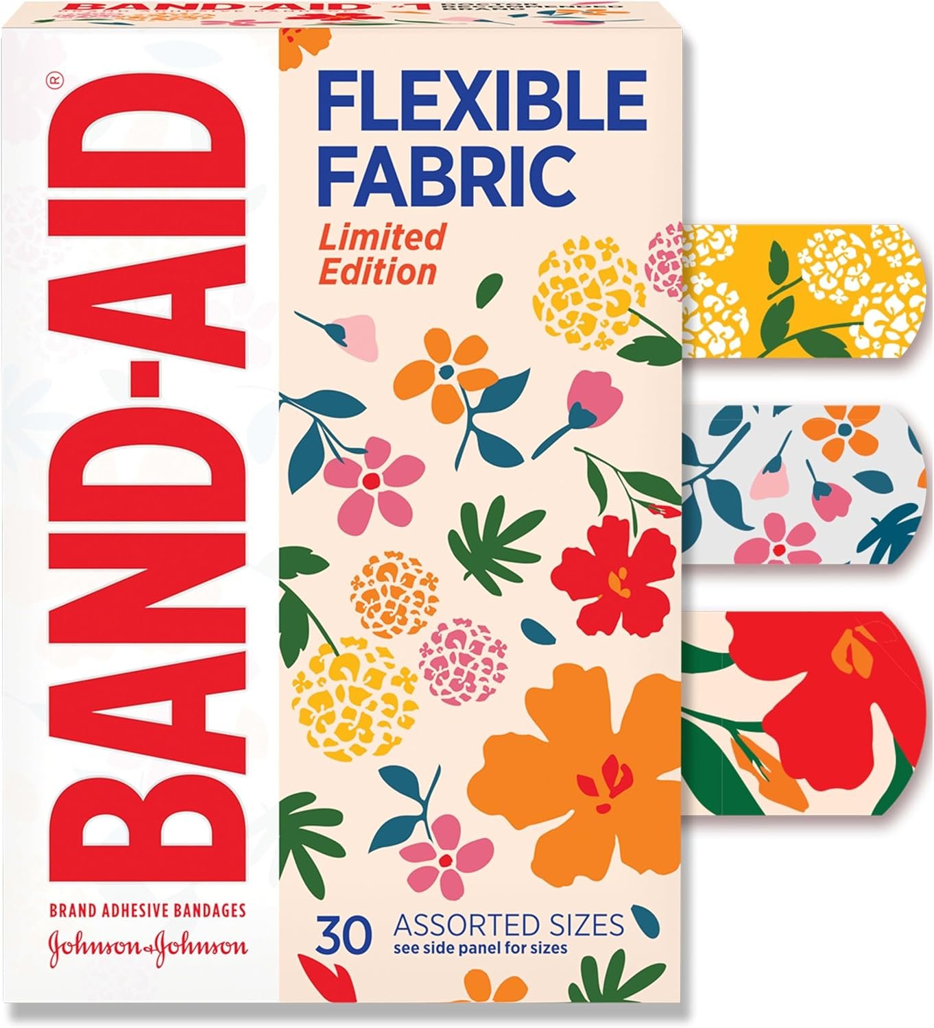 81V8gLEFaL._AC_SL1500_ BAND-AID Brand Flexible Fabric Adhesive Bandages, Wildflower Designs, 30 Ct - Image 1