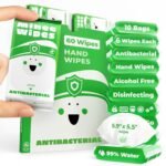 Impossibly Compact Travel Antibacterial Wipes Hand Sanitizer - 99% Water and Aloe - Safe for Sensitive Skin, Hand Wipes - Travel Essentials For Adults & Kids, 10 Pack Total 60 Wipes