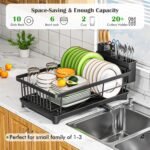 Kmiectse Dish Drying Rack for Small Kitchen Counter with Utensil Holder - Image 3