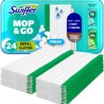 Swiffer Sweep + Mop, Wet Pads Refill, Floor Cleaner for Dirt, Dust, Hair, Cleaning Cloths for Mopping Home, Bathroom, Kitchen, All Purpose Multi-Surface Floor Wipes, Fresh, 24ct
