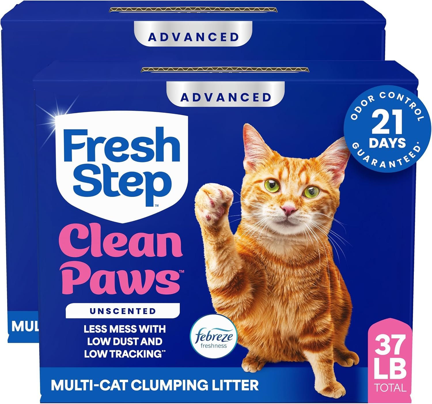 81bVbOCbeIL._AC_SL1500_ Fresh Step Advanced Clean Paws Multi Cat Clumping Cat Litter, 18.5 lb, 2 Pk - Image 1