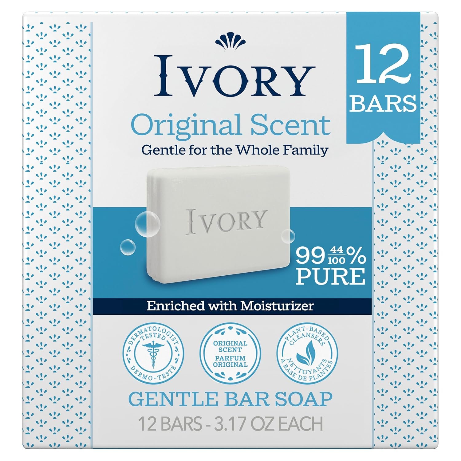 81cssOrbhpL._SL1500_ Ivory Bar Soap Designed for Whole Family, Original Scent, 3.17 oz 12 Count - Image 1
