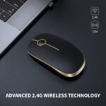 VssoPlor Wireless Mouse, 2.4G Slim Computer Laptop Mouse, Black and Gold - Image 2