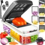 Mueller Vegetable Chopper Mandoline Slicer, Food, Cook's Tool, Veggie Chopper Onion Vegetable Cutter with Container, Dicer, Kitchen Gadgets & Essentials, White Sand/Grey