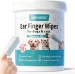 MEDUWEDU Ear Cleaner Finger Wipes 60 Counts, Dog Ear Cleaner, Grooming Kit Care for Dogs and Cats, Soft & Easy Otic Cleaning Pads, Remove Wax, Dirt & Stop Smelly, Itchy, Non-Irritating, Coconut Scent