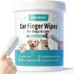 MEDUWEDU Ear Cleaner Finger Wipes 60 Counts, Dog Ear Cleaner, Grooming Kit Care for Dogs and Cats, Soft & Easy Otic Cleaning Pads, Remove Wax, Dirt & Stop Smelly, Itchy, Non-Irritating, Coconut Scent