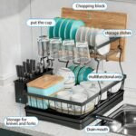 7 code 2-Tier Large Dish Drying Rack for Kitchen Counter, Black - Image 5