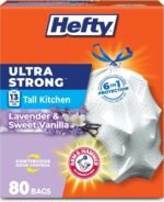 Hefty Ultra Strong 13 Gal Kitchen Trash Bags, White, Lavender Vanilla, 80ct